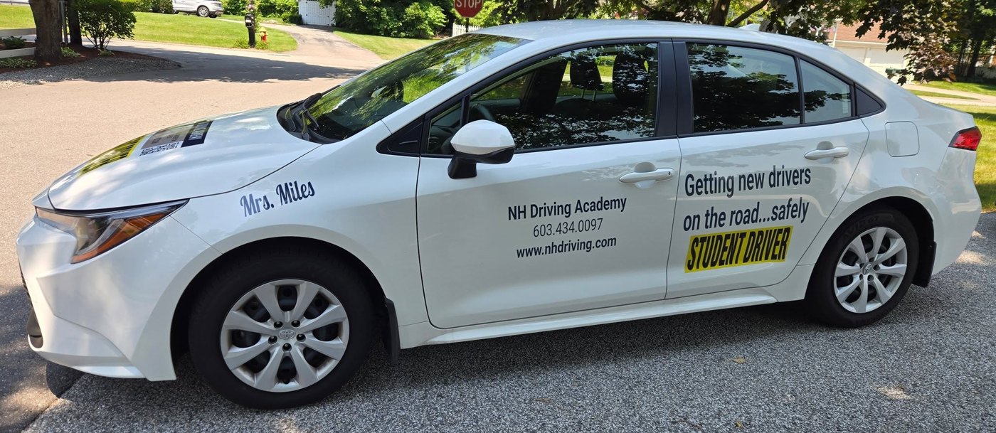 The NH Driving Academy student driver car