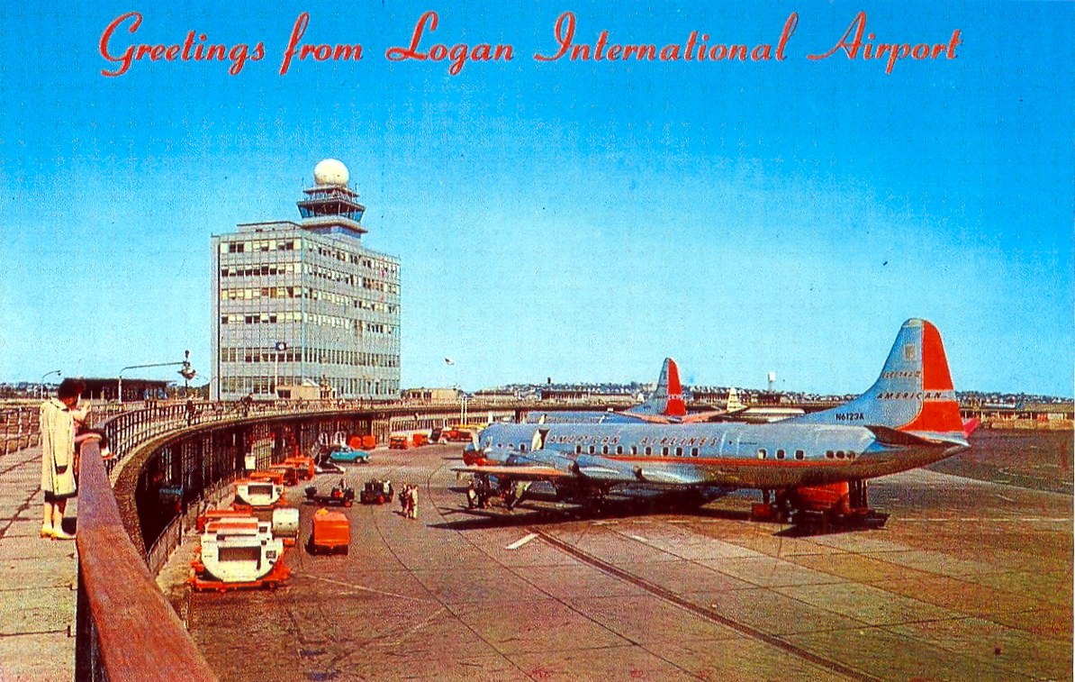 Vintage postcard: Greetings from Logan International Airport